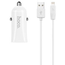 Автомобільний зарядний пристрій Hoco Z12 Lightning cable 2.4A White
