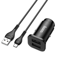 Автомобільний зарядний пристрій Hoco NZ4 Wise road + Micro Cable 24W Black