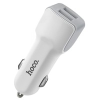 Автомобільний зарядний пристрій адаптер Hoco Z23 2.4A 2USB White