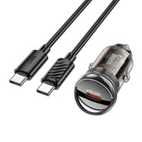 Автомобільний зарядний пристрій HOCO Z53 Sight single port PD30W Type-C to Type-C set Transparent Black