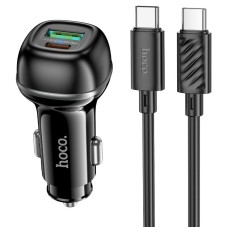 Автомобільний зарядний пристрій Hoco Z58A Rank dual port Car charger Type-C cable 48W Black