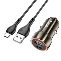 Автомобільний зарядний пристрій Hoco Z46A Blue whale Type-C Cable 3A 30W Grey