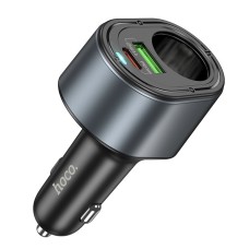 Автомобільний зарядний пристрій розгалужувач HOCO Z56 Friend cigarette lighter car charger 35W Metal grey