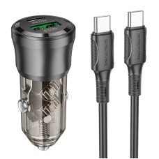 Автомобільний зарядний пристрій BOROFONE BZ25 Journey Car charger Type-C cable 3A 38W Transparent Black