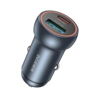 Автомобільний зарядний пристрій BOROFONE BZ32A Fresh single port 3A 30W Metal-grey