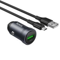 Автомобільний зарядний пристрій Hoco Z62 Energy single-port Micro USB Cable 3A 18W Grey