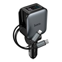 Автомобільний зарядний пристрій Hoco Z67A Triunfar car charger with telescopic 60W Grey