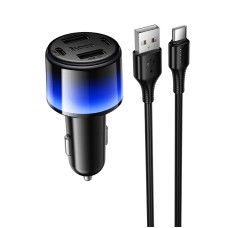 Автомобільний зарядний пристрій HOCO Z69 Vivido car charger Type-C cable 24W Black