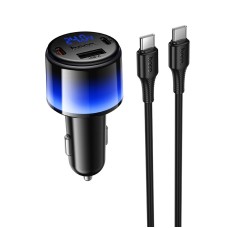 Автомобільний зарядний пристрій HOCO Z69B Vivido car charger with digital display 57W Black
