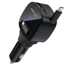 Автомобільний зарядний пристрій ACEFAST B17 car charger with telescopic cable 3A 95W Black
