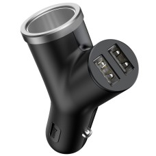 Автомобільний зарядний пристрій розгалужувач BASEUS Y-type Dual USB + Cigarete Lighter Black CCALL-YX01