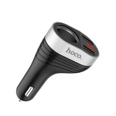 Автомобільний зарядний пристрій розгалужувач Hoco Z29 Regal with LCD Black