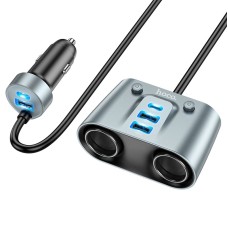 Автомобільний зарядний пристрій розгалужувач HOCO Z51 cigarette lighter Car charger 147W Metal gray