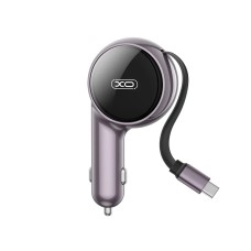 Автомобільний зарядний пристрій XO CC65 2-in-1 with Retractable 60W Purple