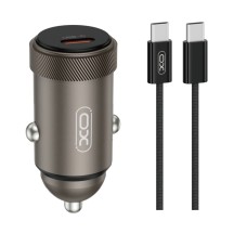 Автомобільний зарядний пристрій XO CC70 Mini metal Single Type-c cable 30W Black