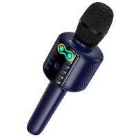 Портативна колонка-мікрофон HOCO L24 Shine karaoke microphone BT5.4, USB/TF/AUX RGB BT 5.4 Blue
