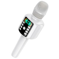 Портативна колонка-мікрофон HOCO L24 Shine karaoke microphone BT5.4, USB/TF/AUX RGB BT 5.4 White