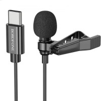 Мікрофон дротовий петличний BOROFONE BFK11 Elegant lavalier Type-C 2m Black