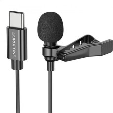 Мікрофон дротовий петличний BOROFONE BFK11 Elegant lavalier Type-C 2m Black