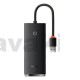 Адаптер USB Baseus Lite Series 4-Port Hub Adapter USB-A to USB 3.0*4 25cm Black (WKQX030001)
