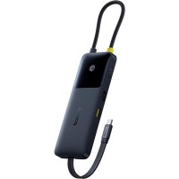 Адаптер Type-C HUB Baseus Dual Fast Charging 6 in 1 USB-C to HDMI + USB-A*2 + USB-C*3 Black (B00070902123-00)
