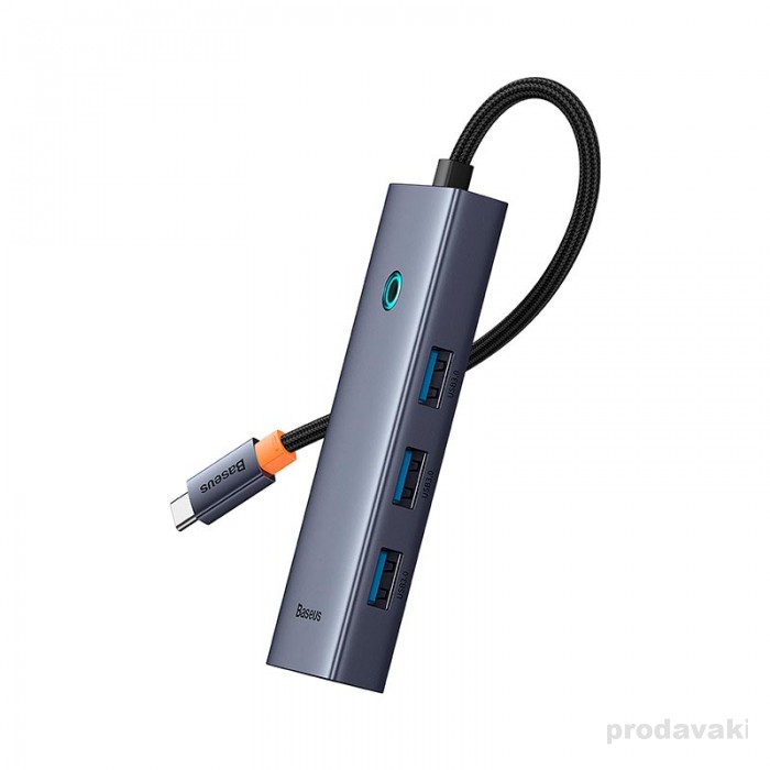 Адаптер Type-C HUB Baseus UltraJoy Series 5 in 1 Docking Station HDMI 4K@30Hz*1+USB 3.0*4 Grey (B00052809813-00)