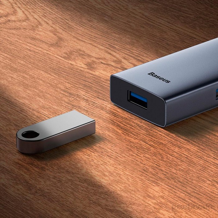 Адаптер Type-C HUB Baseus UltraJoy Series 5 in 1 Docking Station HDMI 4K@30Hz*1+USB 3.0*4 Grey (B00052809813-00)
