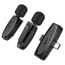 Бездротовий мікрофон Hoco L15 Lightning / Type-C Wireless Digital Microphone Crystal lavalier Black