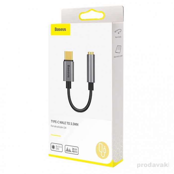 Перехідник BASEUS L54 Type-C Male to 3.5 mm Grey (CATL54-0G)