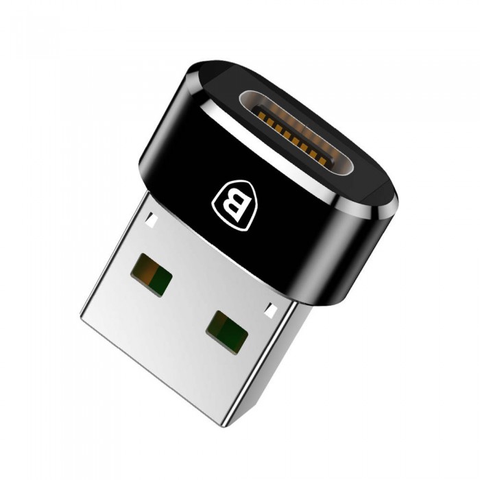 Перехідник BASEUS USB Male To Type - C Female 2.4A Black (CAAOTG-01)