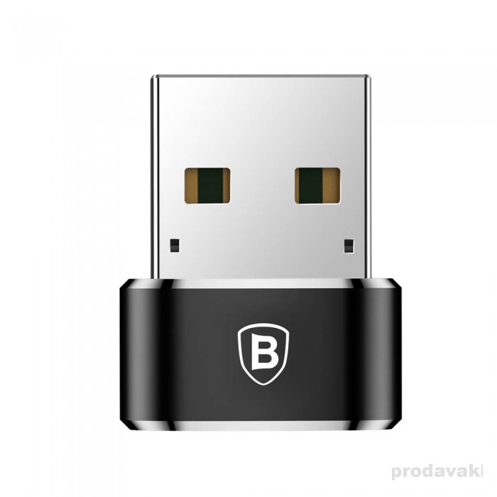 Перехідник BASEUS USB Male To Type - C Female 2.4A Black (CAAOTG-01)