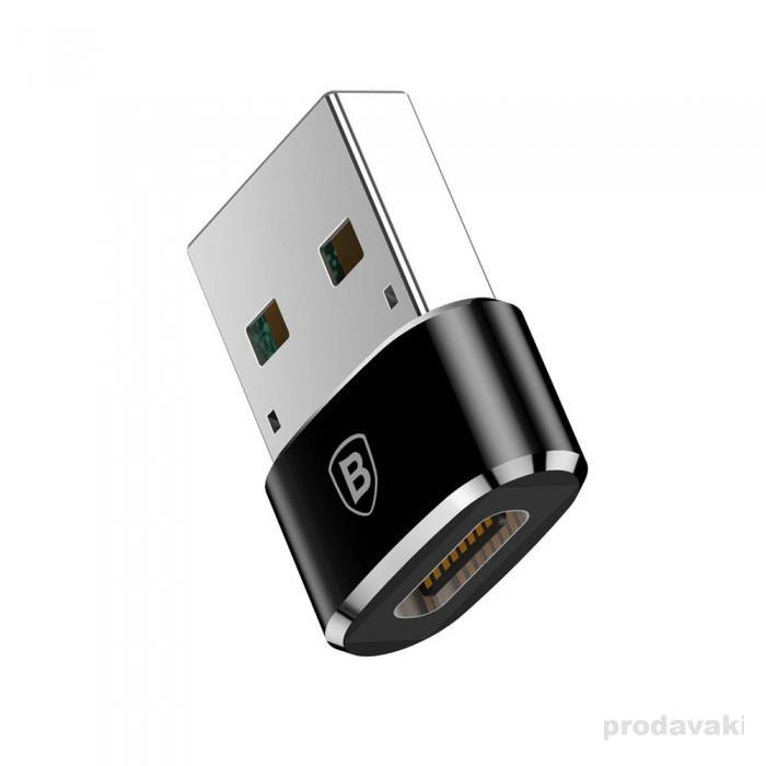 Перехідник BASEUS USB Male To Type - C Female 2.4A Black (CAAOTG-01)