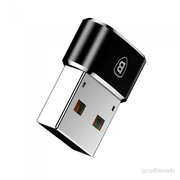Перехідник BASEUS USB Male To Type - C Female 2.4A Black (CAAOTG-01)