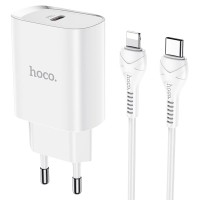 Мережевий зарядний пристрій HOCO N14 Smart single port Type-C to Lightning 20W White