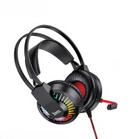 Дротові навушники HOCO W105 LED Joyful Gaming Headphones HD Mic Black-red