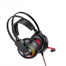 Дротові навушники HOCO W105 LED Joyful Gaming Headphones HD Mic Black-red