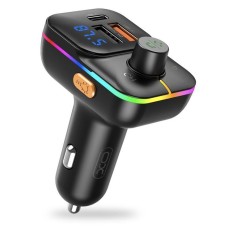 FM - трансмітер XO BCC09 Smart Bluetooth TF card +PD 25W Car charger Black