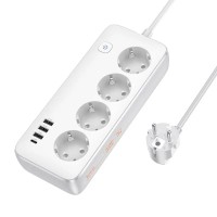 Подовжувач мережевий фільтр Hoco AC21 Sunlight 4-bit desktop socke 17W/3.4A 1.5M White