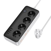 Подовжувач мережевий фільтр Hoco AC21 Sunlight 4-bit desktop socke 17W/3.4A 1.5M Black