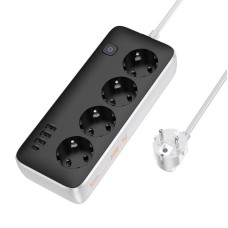 Подовжувач мережевий фільтр Hoco AC21 Sunlight 4-bit desktop socke 17W/3.4A 1.5M Black