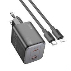 Мережевий зарядний пристрійHoco N42 Elogiado dual-port charger Lightning cable 45W Black