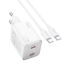 Мережевий зарядний пристрій Hoco N42 Elogiado dual-port charger Type-C cable 45W White
