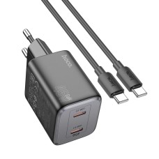Мережевий зарядний пристрій Hoco N42 Elogiado dual-port charger Type-C cable 45W Black