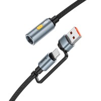 Кабель комбо HOCO UA38B USB / Type-C to cigarette Lighter adapter cable 0.3M Black
