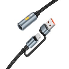 Кабель комбо HOCO UA38B USB / Type-C to cigarette Lighter adapter cable 0.3M Black