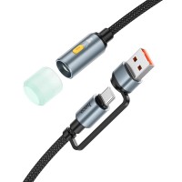 Кабель комбо HOCO UA38C USB / Type-C to LED light adapter cable 0.3M Black