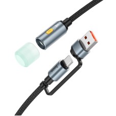 Кабель комбо HOCO UA38C USB / Type-C to LED light adapter cable 0.3M Black