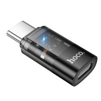 Перехідник HOCO UA36D Type-C male to iP Lightning female transparent adapter 480Mbps 3A Black