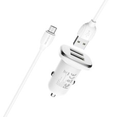 Автомобільний зарядний пристрій BOROFONE BZ12 Lasting Micro Cable 2USB 2.4A White