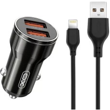 Автомобільний зарядний пристрій XO CC48 + Lightning 2USB 2.4A Black